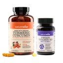 NatureWise Curcumin Turmeric 2250mg 配有 BioPerine & Vegan 维生素 K2 MK-7 100mcg 和 MK4 500mcg - 180 Counter & 90 软胶