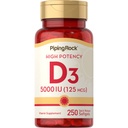 Piping Rock Vitamin D3,5000 IU → 250 Softgels → 高概率补编 → 非GMO, Gluten Free