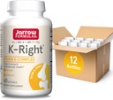 Jarrow公式 K - Right - 维生素K - 复合剂(K1, MK-4, MK-7, D3) - 60 services (Softgels) - 骨骼和心血管健康支持的饮食补充剂 - 维生素K2 MK-7 - 免脂,包12