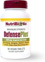 NutriBiotic – DefensePlus, 90块平板电脑 - 11分之一的免疫支持,配有维生素C, 锌, 葡萄果种子提取, Echinacea, Astragalus Root & Immune Booting 提取和蘑菇 - Vegan & Gluten Free