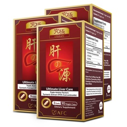 AFC Japan Ultimate Liver Care – 用氨基酸L-Ornithine,L-Citrulline,L-Cystine 和 Turmeric – Liver Health Support Supplies, 90 Veggie Capsules x 3 的清洁解毒公式