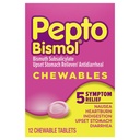 Pepto Bismol Chewable药片、上胃救济、Nausea救济、 Heartburn救济、消化不良救济、成人抗痢疾药剂 -- -- 5种症状救济,12厘米