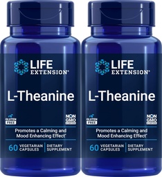 生命延展L-Theanine,60个蔬菜卡普苏莱斯(2包)-茶中衍生的氨基酸-无糖,非GMO