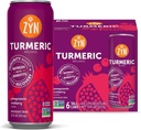ZYN Turmeric Wellness Drink (6 Pack), 石榴汁 Cranberry Flawared Turmeric Crucumin 与黑辣椒饮料, 无添加糖, 低卡布和低卡罗里饮料, 清洁替代品