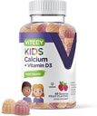 含有维生素D3的幼仔钙(Calcium Gummys) - 支持骨质健康与牙齿健康 - 自然来源的钙500mg+维生素D3 1000iu - Gluten Free, GMO Free - Tasty Chewable Frue Flawared Gummy