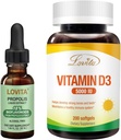 Lovita Bee Propolis 液体提取和维生素 D3 软胶营养补充剂