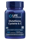 寿命延长 Glutathione, Cysteine & C,500毫克维生素C, 强抗氧化剂补充剂支持肝脏健康, Gluten-free, Non-GMO, 100 Capsules
