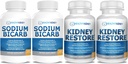 Bicarpate钠 650mg Capsules for Acid Relief, Alkalinity 120 Pills 2-Pack + 肾脏还原肾脏清洁剂和肾脏健康补充剂,60盖-2包