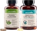 NatureWise Total Colon Care Fiber Cleanse and Omega 3 Fish Oil Capsules [各60个计数] 鱼油盖