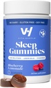 VitaHustle 自然睡眠 Gummy 5 mg Melatonin, 柠檬鲍姆, 香蜜酒, 放松和睡眠援助, 低糖, 植物基, 蓝莓柠檬汁, 50 个计数