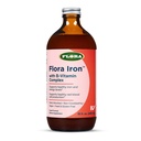 Flora Iron - Vegan液态铁配B维生素 - 提供红血球和能量支持 - Yeast - Free & Gluten - Free - 美味果汁基地 - 15 fl. 玻璃瓶