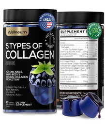 Collagen Peptide Gummys for Men and Men - Collagen Gummys 健康头发、皮肤、钉子和骨头的Collagen Gummy 补充物 - Hyaluronic Acid, Biotin, Keratin, Saw Palmetto - 无糖,无转基因生物和Gluten, 60 Pcs
