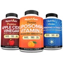 Nutrivein Premium Berberine, Apple Cider Vinegar, & Liposomal Vitamin C 补编 Bundle:高吸附维生素 C 卡普尔, ACV Capsules, & Berberine 健康与豁免补编