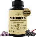 配有维生素C,锌,和姜的长老莓 — Potent Immune Booster 5000 Mg Elderberry,锌,和维生素C — 非GMO 成人维生素豁免,帮助你感受活力,60 Caps.