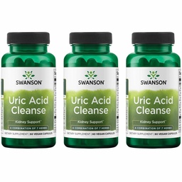 Swanson Uric Acid Cleanse - 促进肾脏支持的自然补充 - 具有7种草药的强效结合功能 - (60 Veggie Capsules) 3 Pack