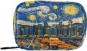 Pill Box 7 Day Starry Night Sky City Pill Case Bag Travel Pill Organizer Bag with Zipper Portable Weekly Case Compact Size for Vitamin Supplement Holder