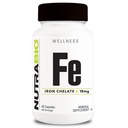 NutraBio Iron Chelate(18mg) - 男女铁补品 - Ferrous Bisglycinate Chelate,支持红血球健康,60 Capsules