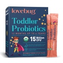 Lovebug Kids Probiotic Powder with Prebiotic Fiber - Todler豁免支助和便秘救济 - USDA 儿童Gut和消化健康有机原生药物(年龄1-4岁) - 30 Pack (未尝有)
