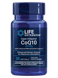 生命延伸 Super Ubiquinol CoQ10 配有增强的Mitochondrial支持 – 200 mg, Shilajit – 促进心脏健康,细胞能量,氧化应激 – Gluten-free, 非GMO – 30 Softgels