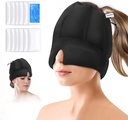 Migraine Ice Head Pack - 带冷压缩的头痛救济帽,Sinus Relief的冷却Gel Cap,用于紧张,压力和悬浮救济的面部冷却压缩头盖(黑色)