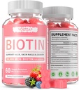 Biotin Supplement, 60 Vegan Gummys, 《对健康皮肤、头发和钉子的抗氧化剂支持,男女,非GMO