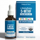 有机儿童 甲基folate + 甲基 B12 共构物 - 有机贝里 Flavor, 亚语形式 - 5-MTHF形式,Folate的高级形式 - 适合所有年龄的剂量 - Mood,行为,认知 - 1 oz.