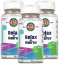 KAL Relax-a-Saurus, " 儿童压力支助补充 " , " L-Thenine for Children " , " 草药压力救济和放松 " 和 " 混合剂 " , " 美味天然葡萄酒火焰 " , " 60天保证 " , " 30个餐具包3 "