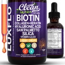Biotin Liquid drops Collagen Keratin Hyaluronic Acid Saw Palmetto 用于毛皮和Nails Silica Vitamin A C 维生素D 竹boo Turmeric Zinc 马尾磁铁 LuxGlo 由清洁的Nutra制作