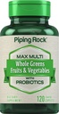 Pipping Rock Fruits and Vegies Supplements 120 Caplets 配有Probiotics的水果和蔬菜混合剂 Max 多维生素 | Non-GMO, Gluten Free