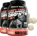 BULY Max 2-in-1 小狗维生素 - 30张小狗成长与发展的可食用药片 - 多维他明治疗和小狗和大型育种幼狗的基本狗补充剂 - 2瓶