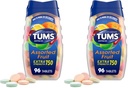 TUMS 外强抗酸药片,用于施用可切换的心脏烧伤救济和酸性消化不良救济,各种水果火焰-96个计数(包2)