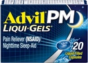 Advil PM Liqui-Gels Pain Reliver和夜间睡眠援助、用Ibuprofen治疗疼痛的止痛药和用二酚胺HCL治疗睡眠援助 - 20 液体填充盖-回到学院
