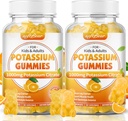 软熊Potasium 千兆克,成人无糖钾 支持腿皮和肌肉健康 高概率钾 补充 Gummys Orange Flavor 120 计数
