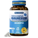 三重镁复合物 增量300mg → 3 in 1, 镁 甘油, 玛拉特, 和 Citrate → Vegan, Non-GMO → 高吸收 → 90 Capsules