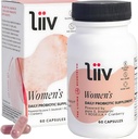LiiV Probiotics Premium 女子Probiotic(60 Caps) 支持消化性健康 阴道pH平衡 & UT 支持 3-in-1 Daily S boulardii Probiotic Blend