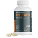 Bronson Folic Acid 800 MCG 支持产前发育,1年供应,非GMO,360片