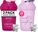 GOMOYO [2 pack] 20oz 摇摆瓶带有动机引号(Raspberry & Lavender) QQ 蛋白质瓶带有混合推进器 QQ Blender 摇摆瓶用于蛋白质混合物包是 BPA 免费和Dishwasher 安全