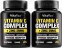 维生素C 补充2 包(120 Veggie Capsules) - 1500mg 配以锌 20mg - 最高吸收 维生素C 免疫支持复合体 - 维生素C C Capsules & Zinc 成人维生素,维特 C 免疫帮助 Vegan