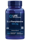 生命延伸 D, L- Phenylalanine Capsules, 500 mg – 支持Mood Health, 促进神经递质健康 – Gluten-free, 非GMO, Vegetarian – 100 Capsules