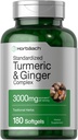 Horbäach Turmeric and Ginger Supplement + 3000 mg 180 软胶药 + 与黑辣椒抽取 + NO-GMO, Gluten Free Supplement