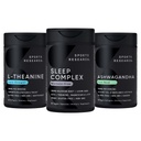 运动研究 睡眠综合体 Melatonin-Free Vegan Capsules, 双强 L-Thenine 增益 聚焦, 放松和警惕 和 Ashwagandha 软胶 放松, 冷静和睡眠支持