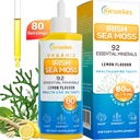 Sea Moss & Ashwagandha 根滴 - 10X 更强的Seamos & Ashwagandha 供男女使用, Sea Moss Drops for Mood, 豁免, 消化, 能源, 皮肤, 头发联合(Lemon Flavour - 80 services)