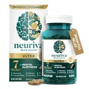 NEURIVA 超脱咖啡因临床测试的诺诺氏大脑补充剂,用于精神警惕,记忆,焦点和浓度,认知,神经元,磷酸盐,维生素B6 B12,60 Capsules