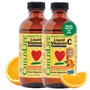 C - 纯维生素C - 儿童液体补充剂,免疫系统支持,天然橙色火焰,4 Fl Oz(2包)