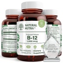 天然营养素 B12 1000 mcg,促进心脏和神经健康,Cobalamin B12 补充剂,磷酸钙,代谢健康帮助,最佳吸收,无糖,100 Vegan 片