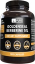 Goldenseal Berberine 无镁或水稻填充器,永远纯净,实验室验证(365个计数)