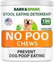 BARK&SPARK No Poo treats - 防止狗便便吃 - Coprophagia treatment - 工具吃 Deterrent - Probiotics & Ezyms - 消化健康+呼吸援助 - 120 Soft Chews - 美国制造 - Liver