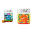 OLLY Kids Chillax, Magnesium Gummys Plus L-Theanine, Lemon Balm & Hello Happy Gummy Worms, 茂德平衡支持, 维生素D, 沙芙蓉, 成人 Chewable 补充, 热带 Zing - 60 Counter