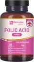 Folic Acidits 400 mcg - 400 Vegan Vitamin B9 Tablets 13个月供应 维生素 B9 妊娠护理 免疫系统正常功能和妊娠期母体组织生长 英国制造 — — prowise