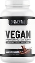 Biomental Vegan Chocolate Protein Powder - Plant-Based -Easy Absorption - Delicious Chocolate - Muscle Building, Ideal Healthy Vegan Lifestyle - Non-GMO, Gluten-Free Protein Supplement